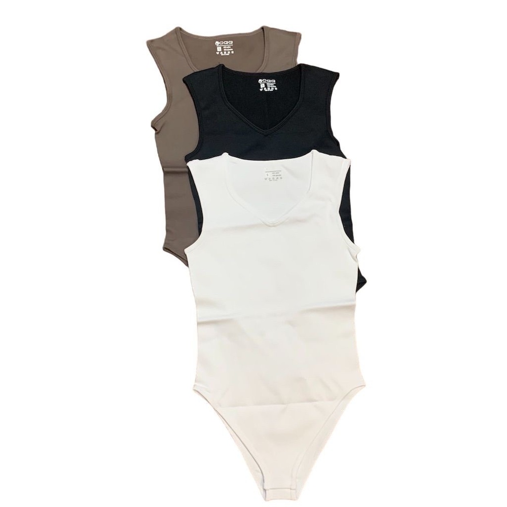 3-pack Women's Sleeveless V-Neck Bodysuit - Picture 3 of 9